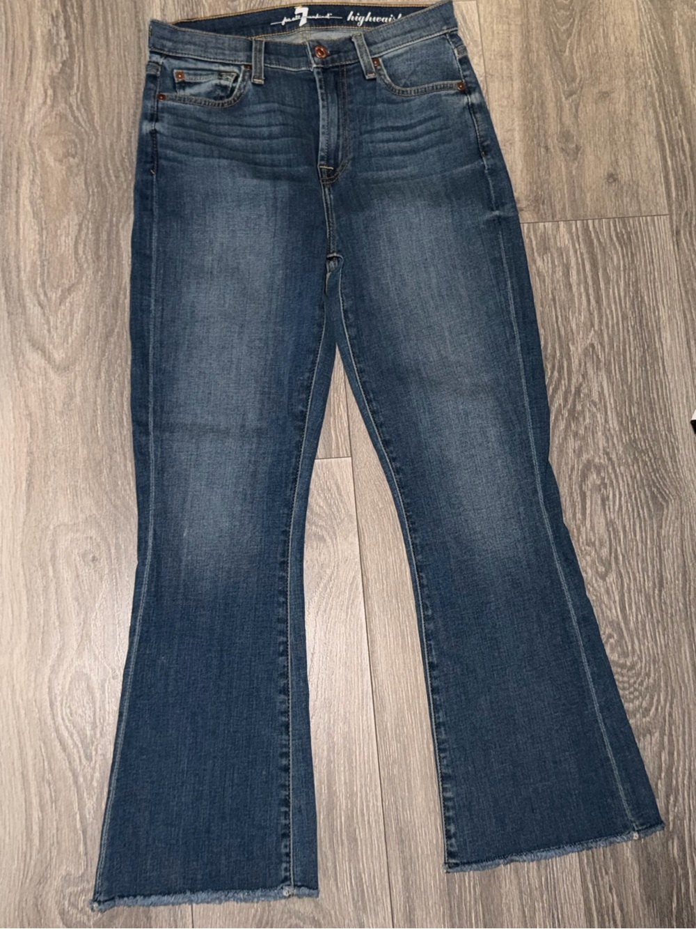 7 For All Mankind Dark Blue Slim Straight Jeans - Classic Denim